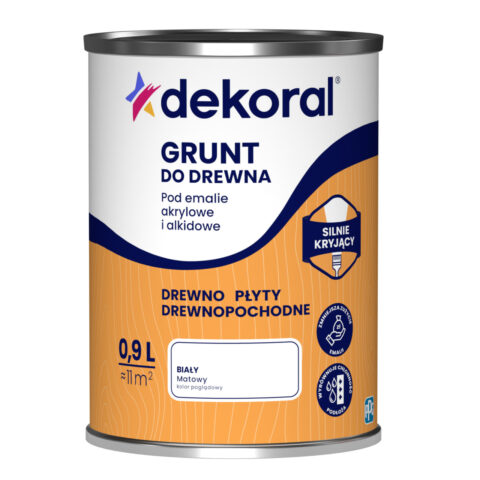 Grunt do drewna pod emalie DEKORAL GRUNT DO DREWNA, biały, mat, 0,9 l