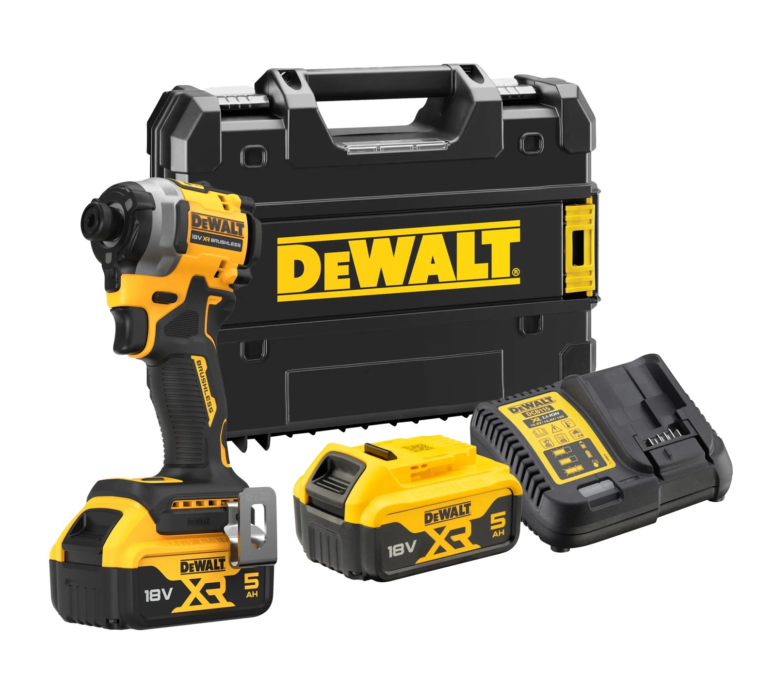 Zakrętarka udarowa DeWALT DCF850P2T z akumulatorami, ładowarką i skrzynką TSTAK